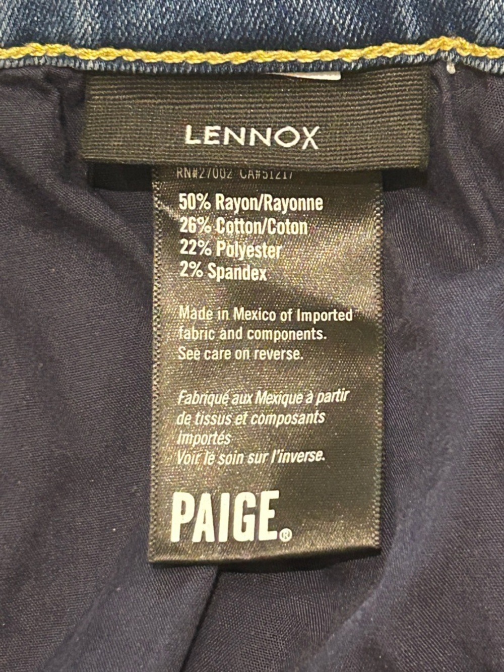 Paige Men’s Stretch Slim Denim Straight leg Lennox Jeans, Mid-rise. Size 34 - Picture 8 of 8